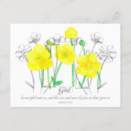 Psalms 67 Scripture Prayer Kaart Yellow Buttercup