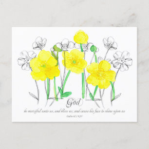 Psalms 67 Scripture Prayer Kaart Yellow Buttercup
