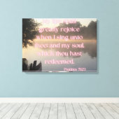 Psalms 71:23 Bijbelverse KJV Pic Wall Art Canvas Afdruk (Insitu (Houten vloer))