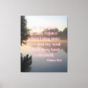 Psalms 71:23 Bijbelverse KJV Pic Wall Art Canvas Afdruk