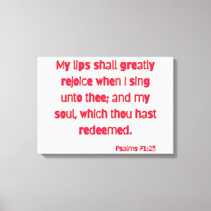 Psalms 71:23 Bijbelverse KJV Wall Art Canvas Afdruk