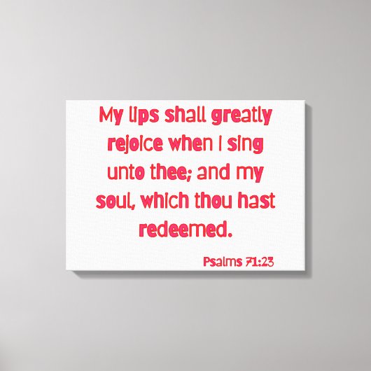 Psalms 71:23 Bijbelverse KJV Wall Art Canvas Afdruk (Voorkant)
