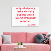 Psalms 71:23 Bijbelverse KJV Wall Art Canvas Afdruk (Insitu (Woonkamer))