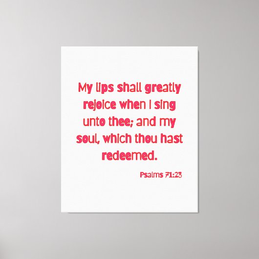 Psalms 71:23 Bijbelverse KJV Wall Art Canvas Afdruk (Voorkant)