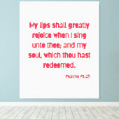 Psalms 71:23 Bijbelverse KJV Wall Art Canvas Afdruk (Insitu (Houten vloer))