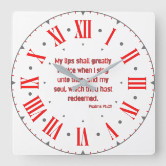 Psalms 71:23 KJV Bijbel Romeins cijfer Vierkante Klok