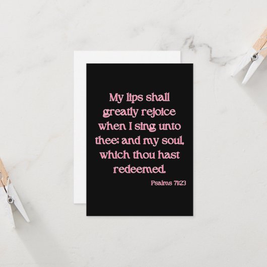 Psalms 71:23 KJV bijbelbaar Wenskaart met vaste vo Kaart (Voorkant / Achterkant in situ)
