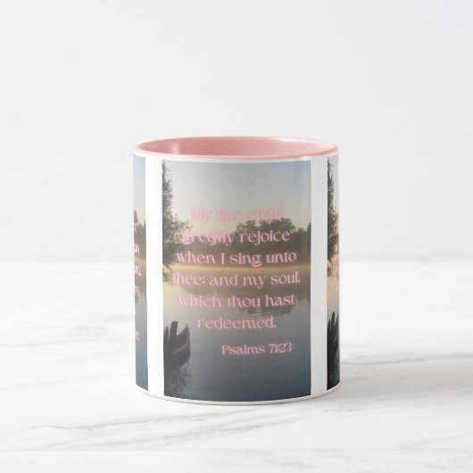 Psalms 71:23 KJV Bijbelverse Pic Two-Tone Mok (Midden)