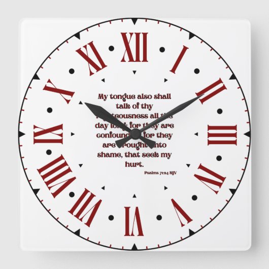 Psalms 71:24 KJV Bijbel Romeins cijfer Vierkante Klok (Voorkant)