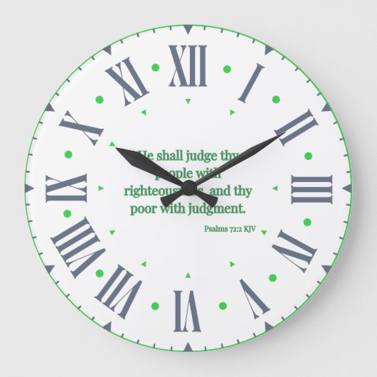 Psalms 72:2 KJV Bijbel Romeins cijfer Grote Klok (Voorkant)