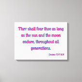 Psalms 72:5 Bijbelse KJV-wandkunst Canvas Afdruk (Voorkant)