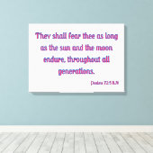 Psalms 72:5 Bijbelse KJV-wandkunst Canvas Afdruk (Insitu (Houten vloer))