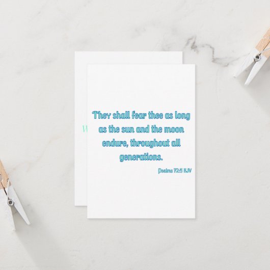 Psalms 72:5 KJV bijbelbaar Wenskaart Kaart (Voorkant / Achterkant in situ)