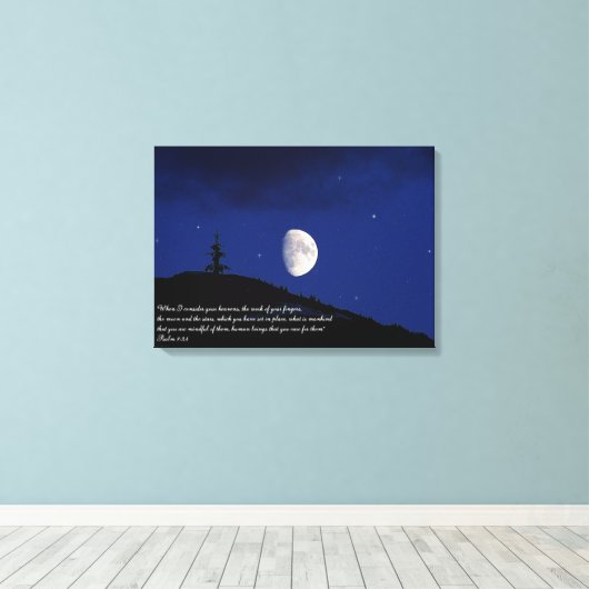 Psalms 8:3,4 Inspirerend voor scripts Canvas Afdruk (Insitu (Houten vloer))
