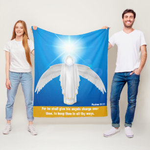 Psalms 91:11 - Faith Fleece Blanket, 50 x 60 inch Deken