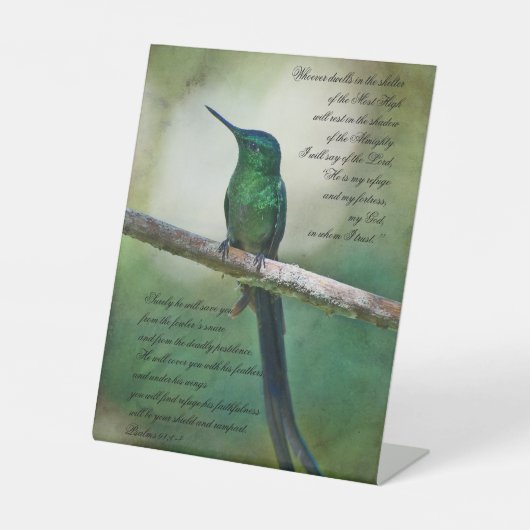 Psalms 91:1-4 Inspirerend Reclamebord Met Voetstuk (Voorkant)