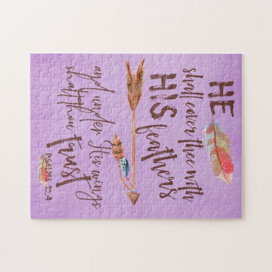 Psalms 91.4 Bijbel Verse Legpuzzel (Horizontaal)