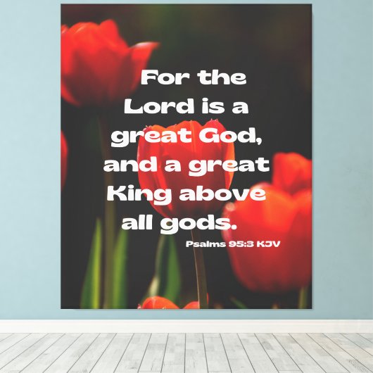 Psalms 95:3 Bijbelverse KJV Pic Wall Art Canvas Afdruk (Insitu (Houten vloer))