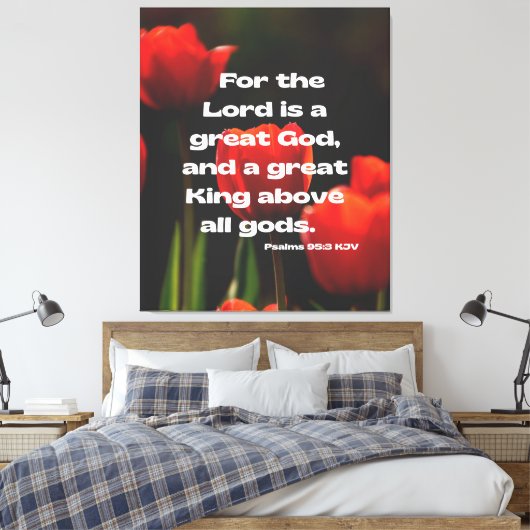 Psalms 95:3 Bijbelverse KJV Pic Wall Art Canvas Afdruk (Insitu (Slaapkamer))