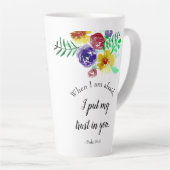 Psalms Bijbelversie over angst God Floral Latte Mok (Rechterhoek)
