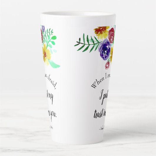 Psalms Bijbelversie over angst God Floral Latte Mok (Voorkant)