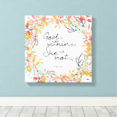 Psalms Floral Wreath God zit in haar Christelijke Canvas Afdruk (Insitu (Houten vloer))