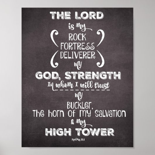 Psalms the Lord is mijn Rock, High Tower Verse Poster (Voorkant)