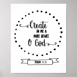 Psalms zuiver hart Bijbelvers Calligrafie Poster