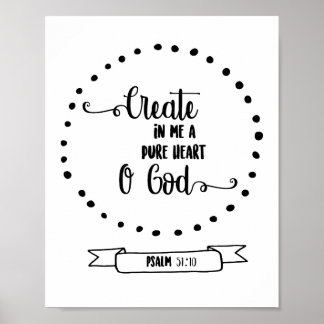 Psalms zuiver hart Bijbelvers Calligrafie Poster