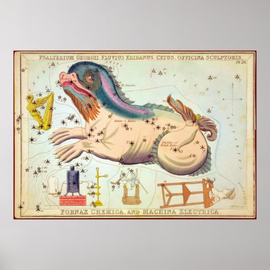 Psalterium Georgii, Fluvius Eridanus, Cetus, etc Poster (Voorkant)