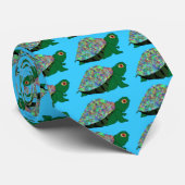 Pscyhadelic Turtle Stropdas - elektrisch blauw (Opgerold)