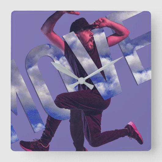 Psd Photo Moving Dancer Man Square Wall klok (Voorkant)