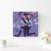 Psd Photo Moving Dancer Man Square Wall klok (Huis)