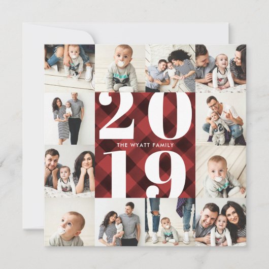 Pset 2019 Holiday 12 Foto Collage Grid Feestdagenkaart (Voorkant)