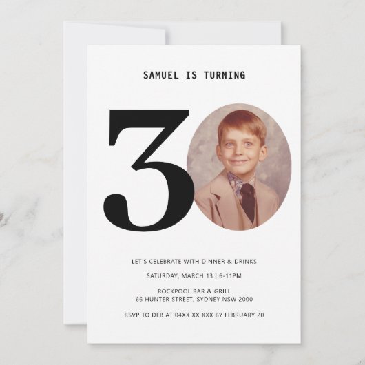  Pset 30th Birthday Foto Uitnodiging (Voorkant)