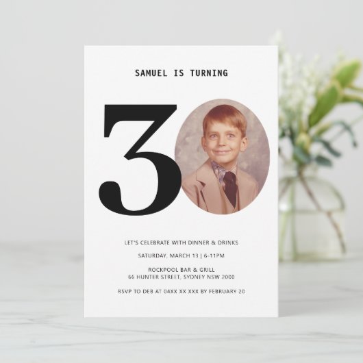  Pset 30th Birthday Foto Uitnodiging (Staand voorkant)