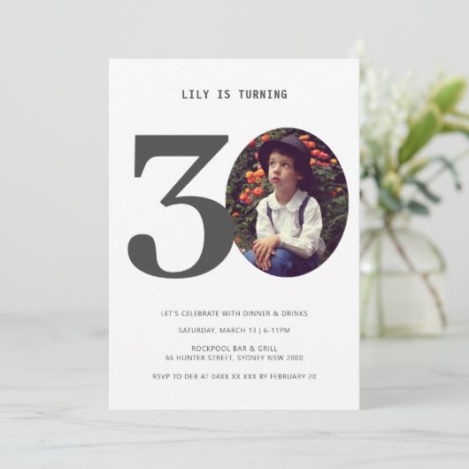  Pset 30th Birthday Foto Uitnodiging (Staand voorkant)