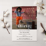 Pset 30th Birthday Foto Uitnodiging<br><div class="desc">Deze uitnodiging voor het 30ste verjaardagsfeest is perfect voor elk verjaardagsfeest, of je nu een reis naar beneden plant, of gewoon een grappige foto van je kindertijd wilt onthullen. Vervang de foto door een van je eigen foto's uit de kindertijd en pas de tekst aan je eigen smaak aan. De...</div>