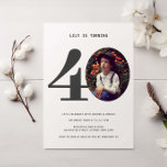 Pset 40th Birthday Foto Uitnodiging<br><div class="desc">Deze uitnodiging voor een 40e verjaardag is perfect voor je verjaardag op de achtergrond. Vervang de foto door een van je eigen foto's uit de kindertijd en pas de tekst aan je eigen smaak aan. Leeftijd kan worden bewerkt, anders controleert u ons collectie op andere leeftijden. De achterkant van de...</div>
