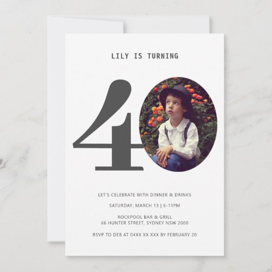  Pset 40th Birthday Foto Uitnodiging (Voorkant)