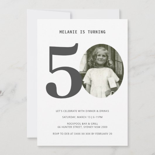  Pset 50th Birthday Foto Uitnodiging (Voorkant)