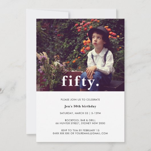  Pset 50th Birthday Foto Uitnodiging (Voorkant)
