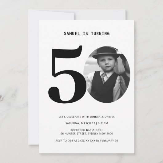  Pset 50th Birthday Foto Uitnodiging (Voorkant)