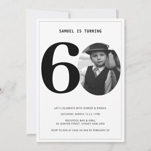  Pset 60th Birthday Foto Uitnodiging (Voorkant)