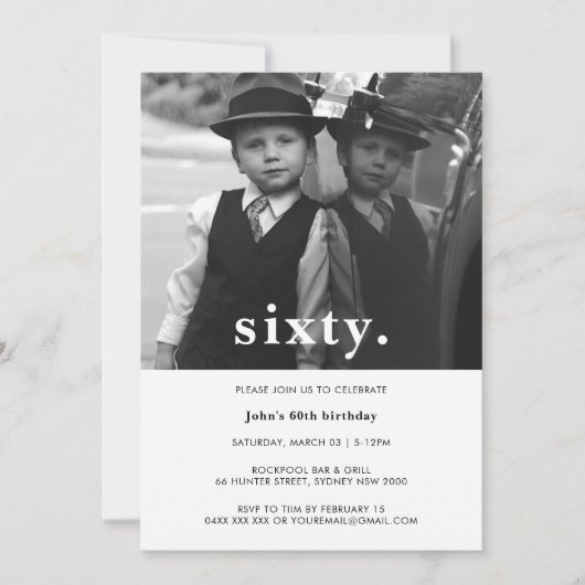  Pset 60th Birthday Foto Uitnodiging (Voorkant)