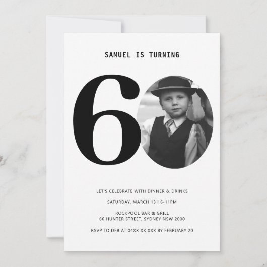  Pset 60th Birthday Foto Uitnodiging (Voorkant)