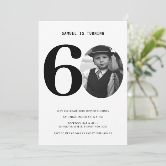  Pset 60th Birthday Foto Uitnodiging (Staand voorkant)