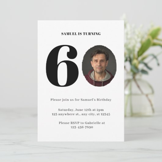  Pset 60th Birthday Foto Uitnodiging (Staand voorkant)