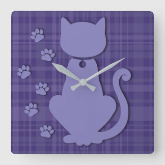 Pset-A-Puss Paars-Square wandklok