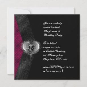 Pset and Skull Gothic Sweet 16 Birthday Invites Kaart